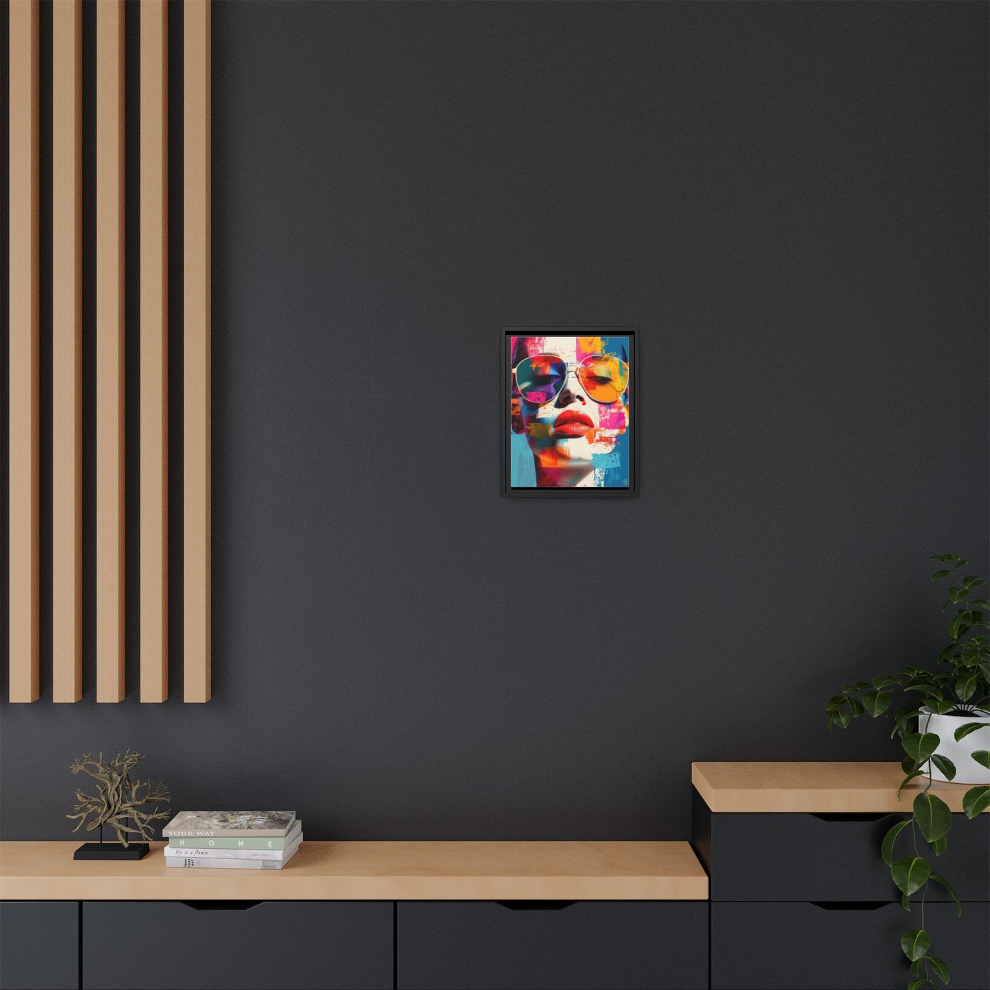 Abstract Pop Art Canvas Wall Art by House of Aces, Colourful Fashion Portrait Print, Framed Matte Canvas, Modern Statement Wall Decor