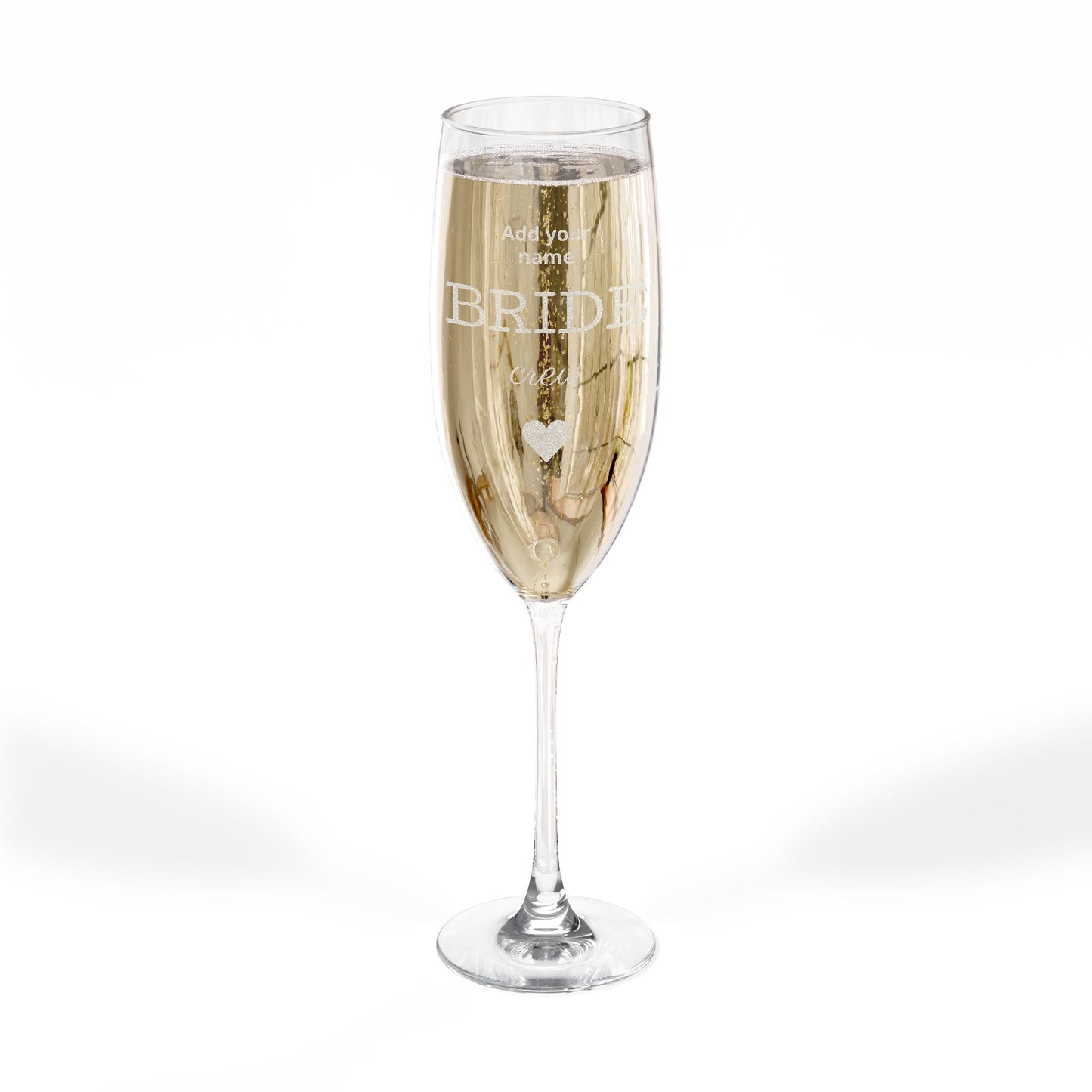 Engraved 8oz Champagne Flute — 'Bride' Bridal Toast Glass (Personalizable)