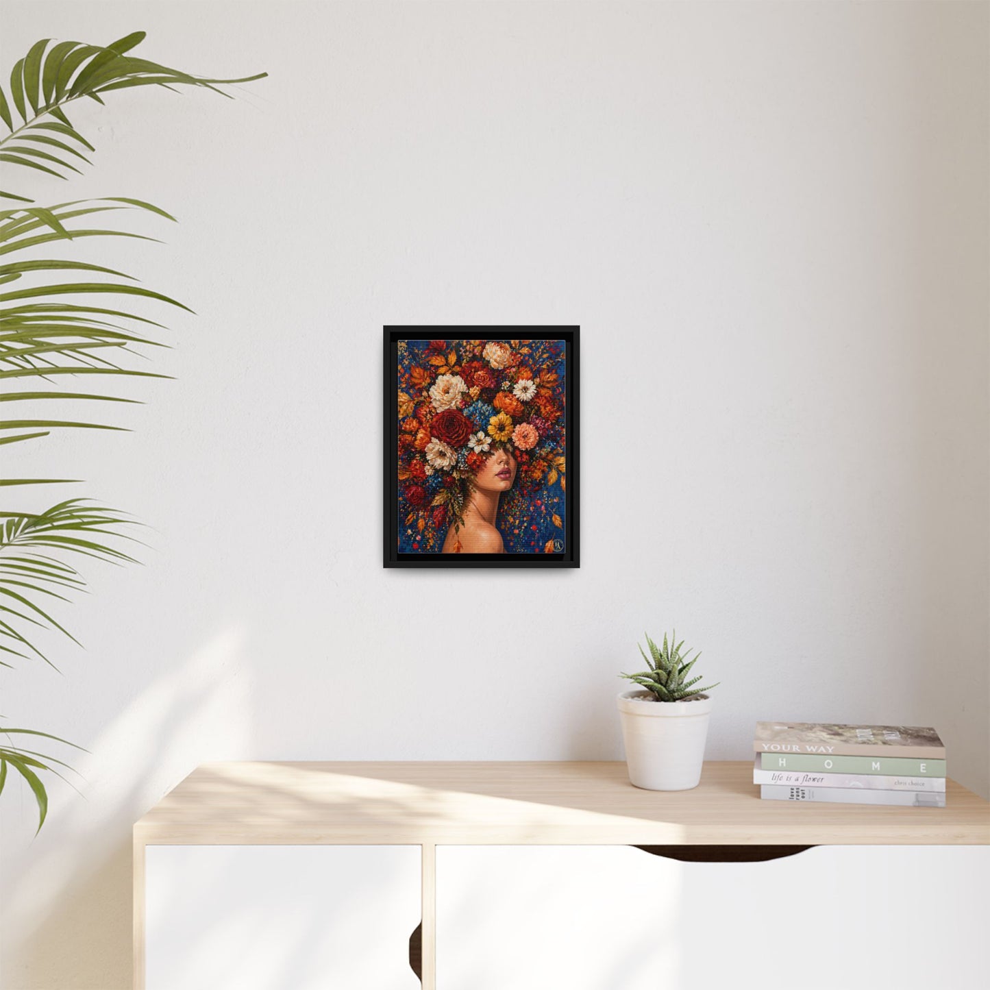 Autumn’s Lady Flower – Bloomlight Reverie Framed Matte Canvas by House of Ace