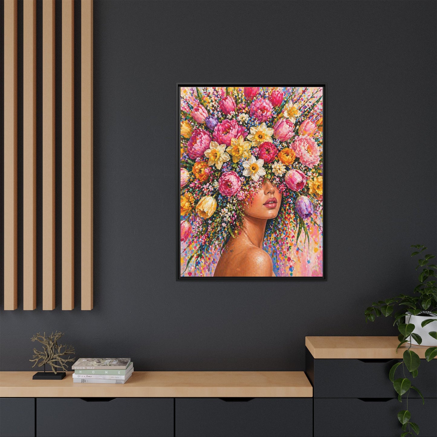 Spring's Lady Flower – Bloomlight Reverie Framed Matte Canvas by House of Ace