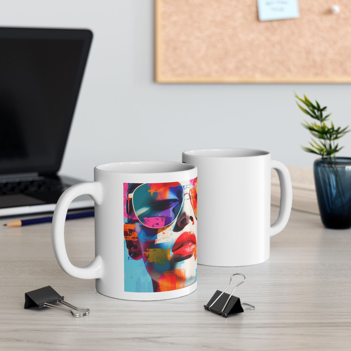 House of Ace Pop-Art Portrait Ceramic Mug – Vibrant Color Coffee Cup, Modern Artistic Tea Mug, Glossy Microwave & Dishwasher Safe