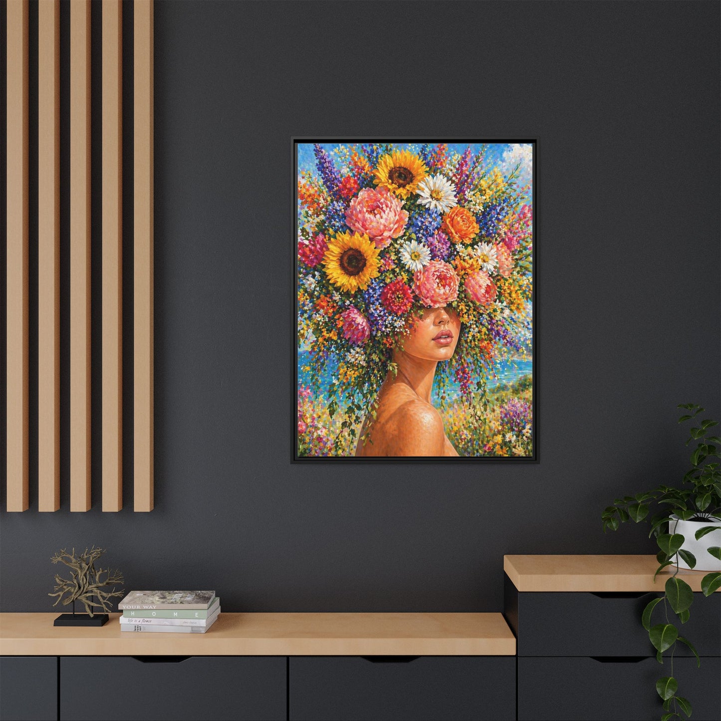 Summer’s Lady Flower – Bloomlight Reverie Framed Matte Canvas by House of Ace