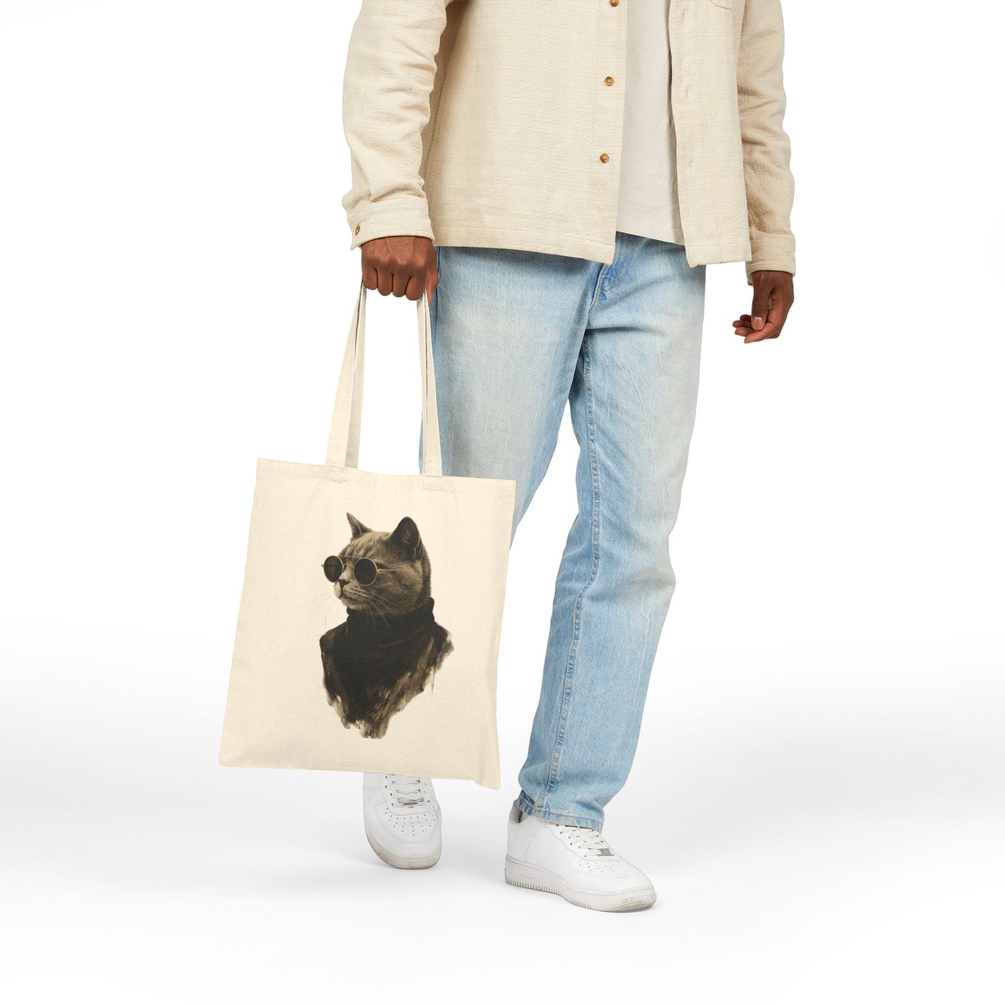 Cool Cat Graphic Tote Bag| Vintage Monochrome Cat Bag by House of Ace