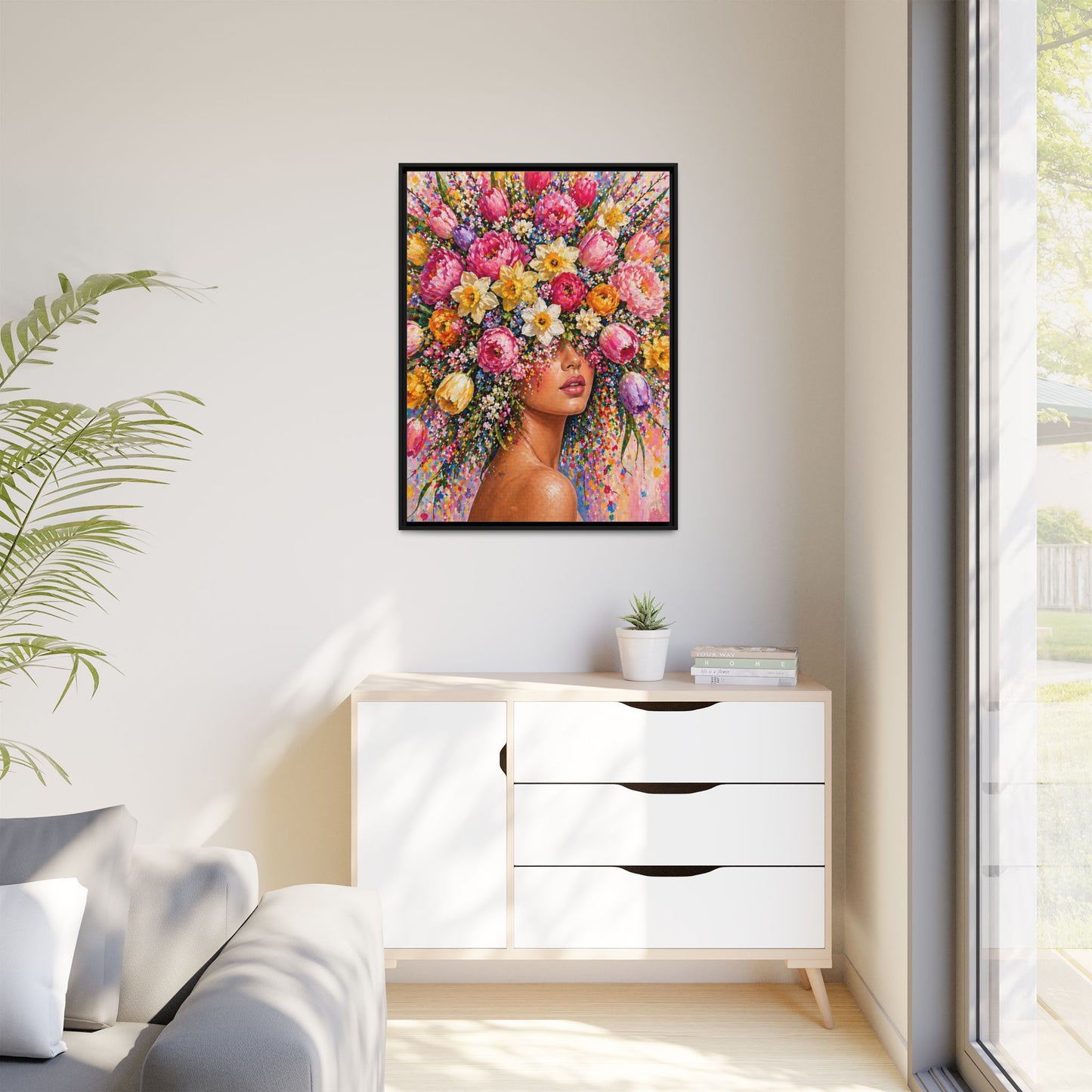 Spring's Lady Flower – Bloomlight Reverie Framed Matte Canvas by House of Ace