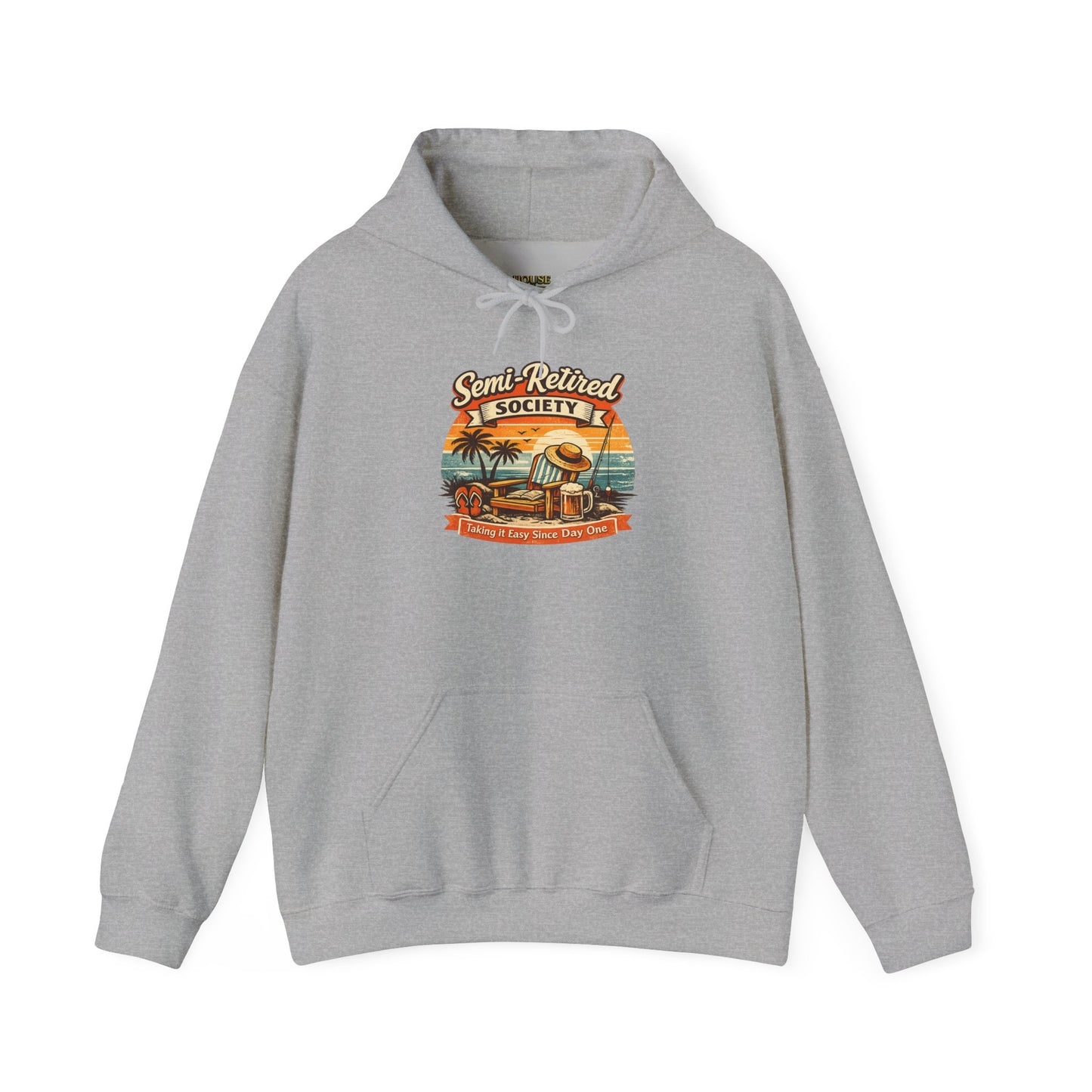 Semi-Retired Society Hoodie – Vintage Beach Retirement Sweatshirt