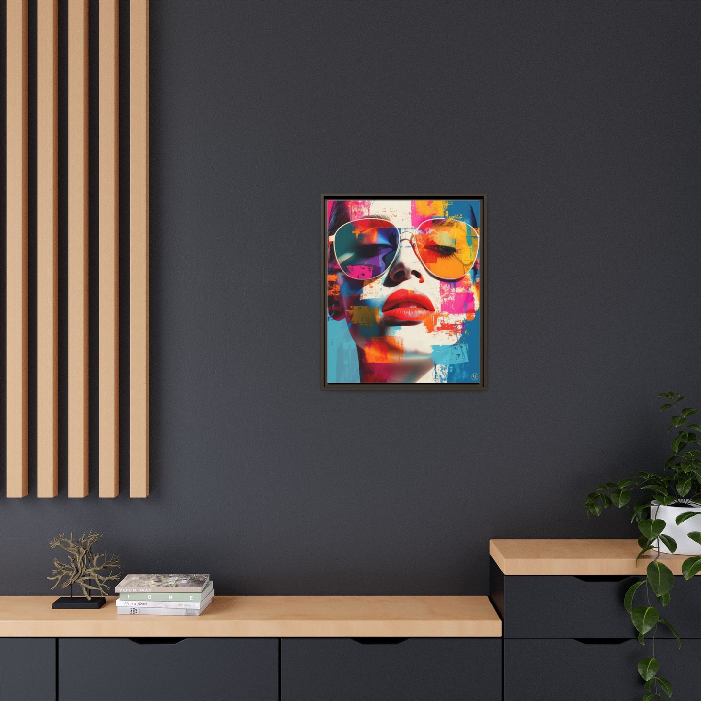 Abstract Pop Art Canvas Wall Art by House of Aces, Colourful Fashion Portrait Print, Framed Matte Canvas, Modern Statement Wall Decor