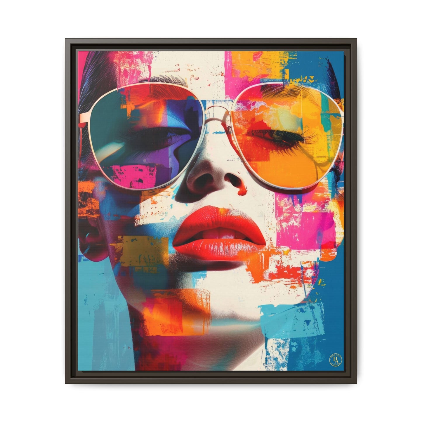 Abstract Pop Art Canvas Wall Art by House of Aces, Colourful Fashion Portrait Print, Framed Matte Canvas, Modern Statement Wall Decor