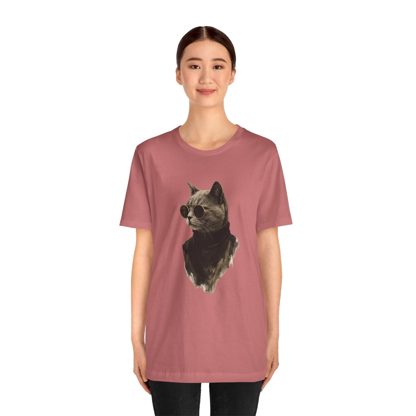 Cool Cat Graphic T-Shirt | Vintage Monochrome Cat Tee by House of Ace
