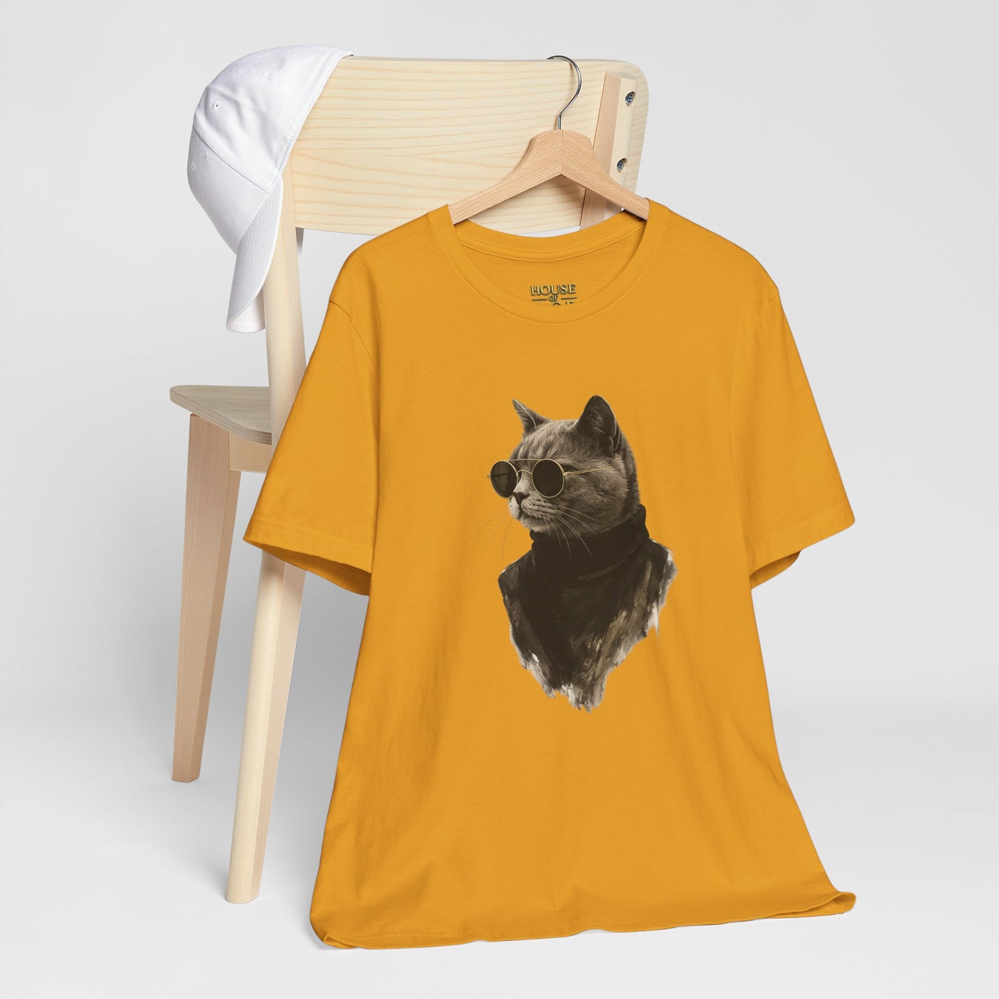 Cool Cat Graphic T-Shirt | Vintage Monochrome Cat Tee by House of Ace