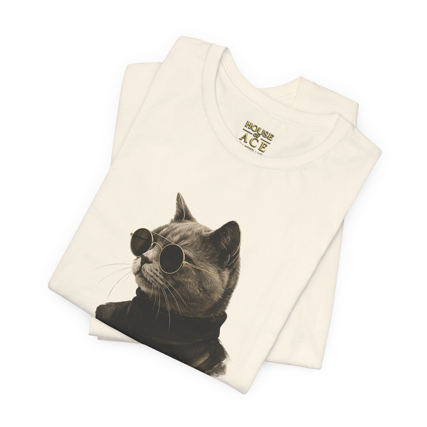 Cool Cat Graphic T-Shirt | Vintage Monochrome Cat Tee by House of Ace