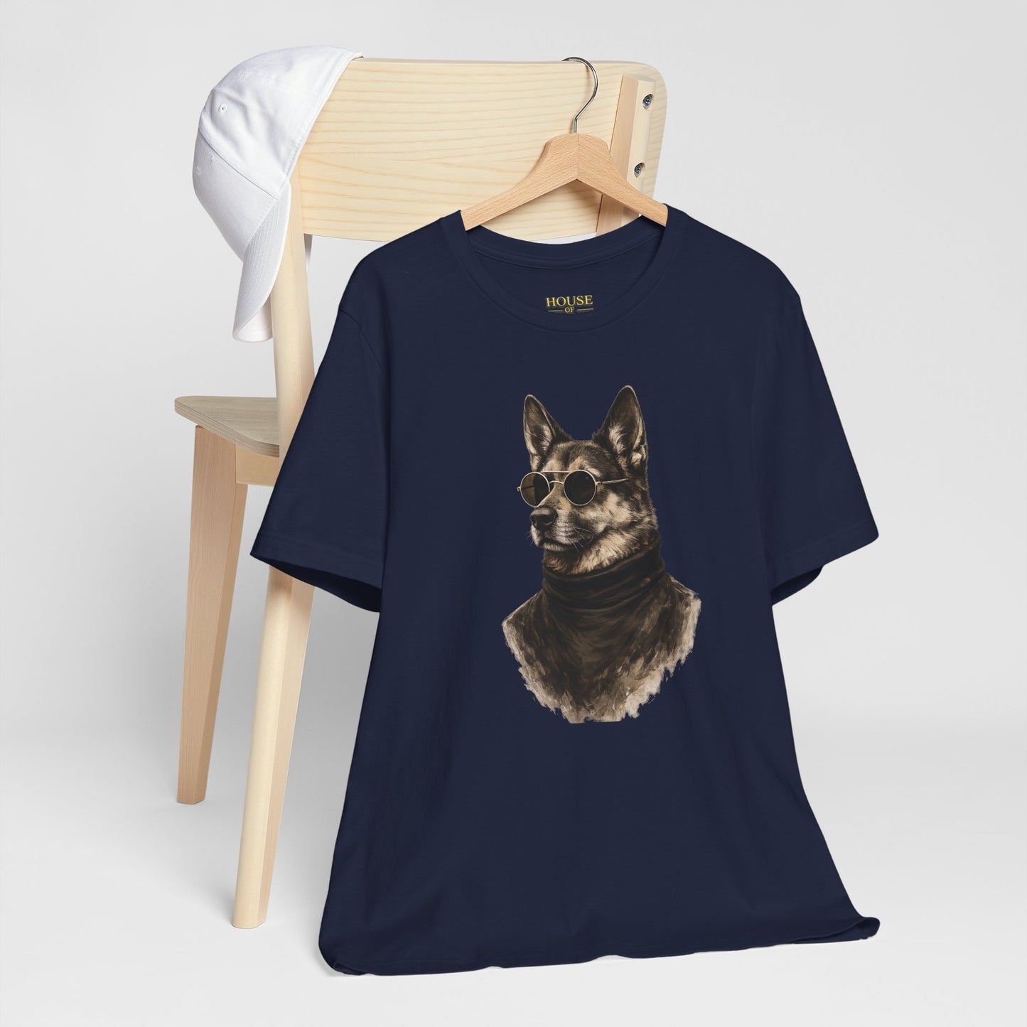 Cool Dog Graphic T-Shirt | Vintage Monochrome Sunglasses Dog Tee by House of Ace