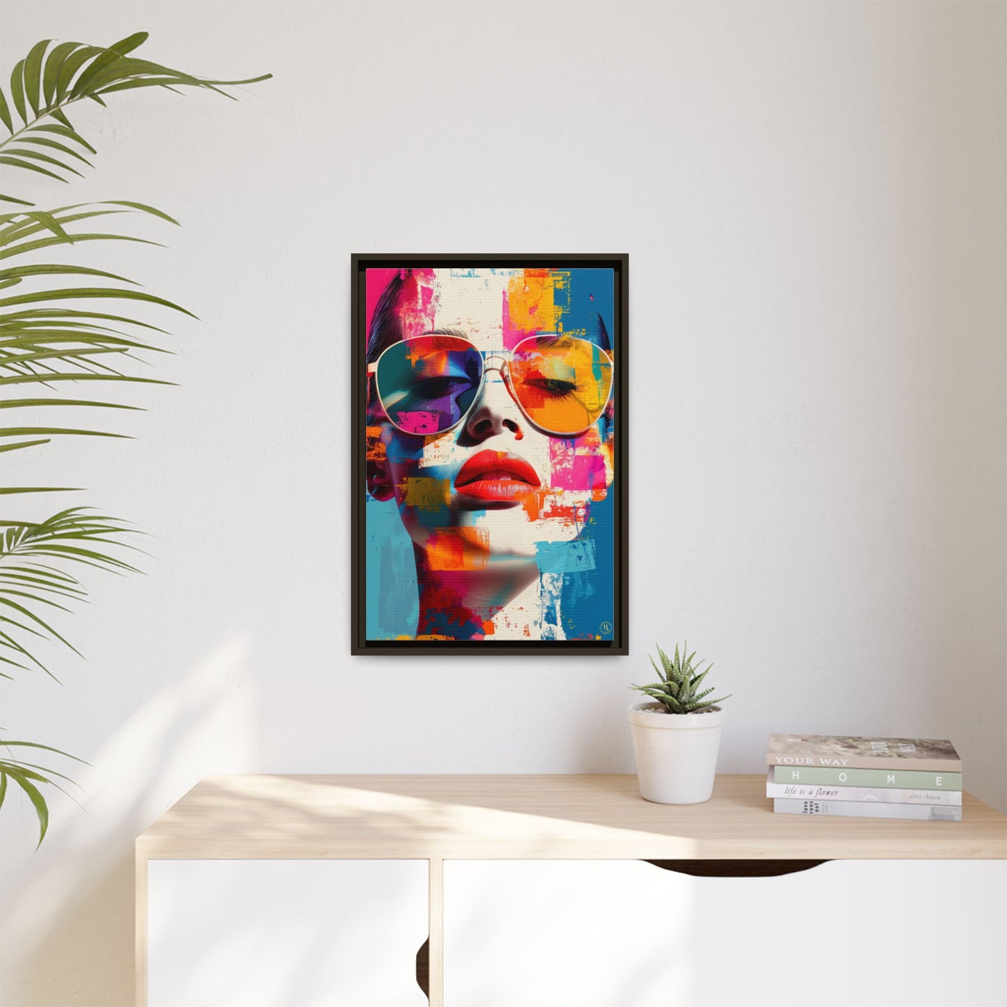 Abstract Pop Art Canvas Wall Art by House of Aces, Colourful Fashion Portrait Print, Framed Matte Canvas, Modern Statement Wall Decor