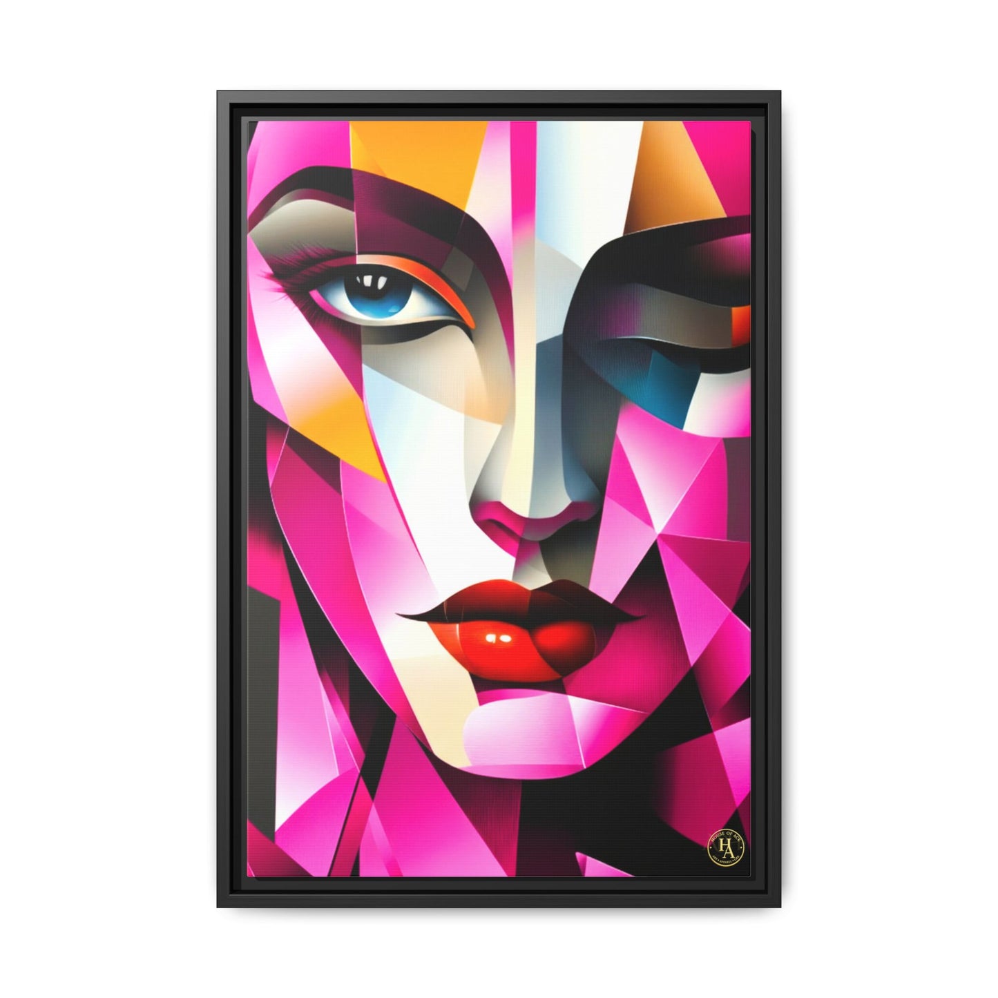 Electric Abstract Muse Geometry Framed Matte Canvas by House of Ace