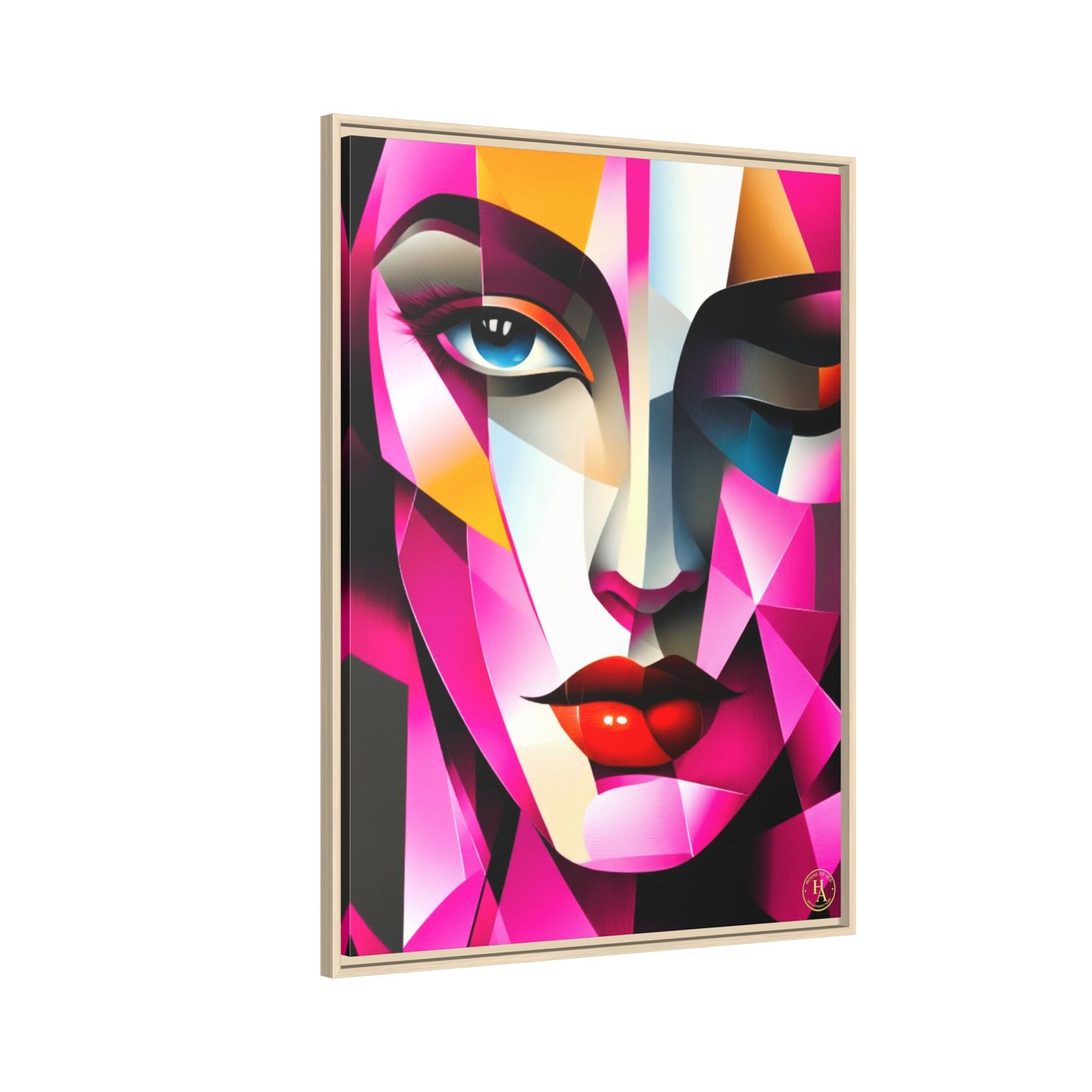 Electric Abstract Muse Geometry Framed Matte Canvas by House of Ace