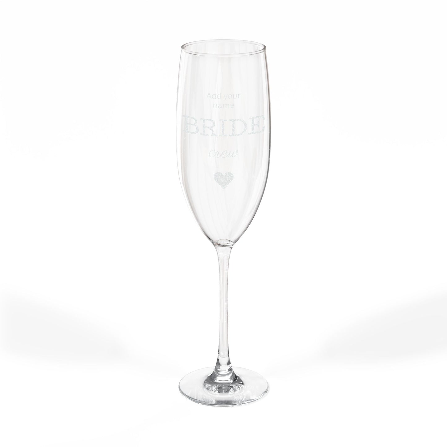 Engraved 8oz Champagne Flute — 'Bride' Bridal Toast Glass (Personalizable)