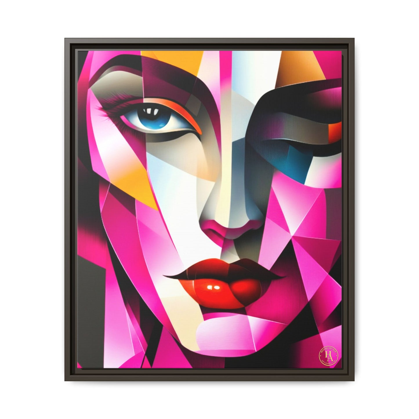 Electric Abstract Muse Geometry Framed Matte Canvas by House of Ace