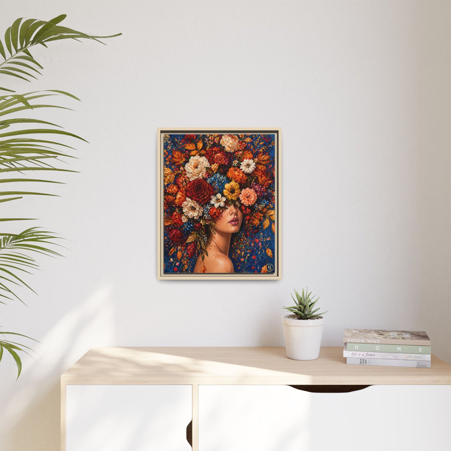 Autumn’s Lady Flower – Bloomlight Reverie Framed Matte Canvas by House of Ace