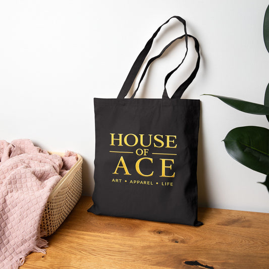 House of Ace Canvas Tote Bag – Gold Logo Cotton Market Tote