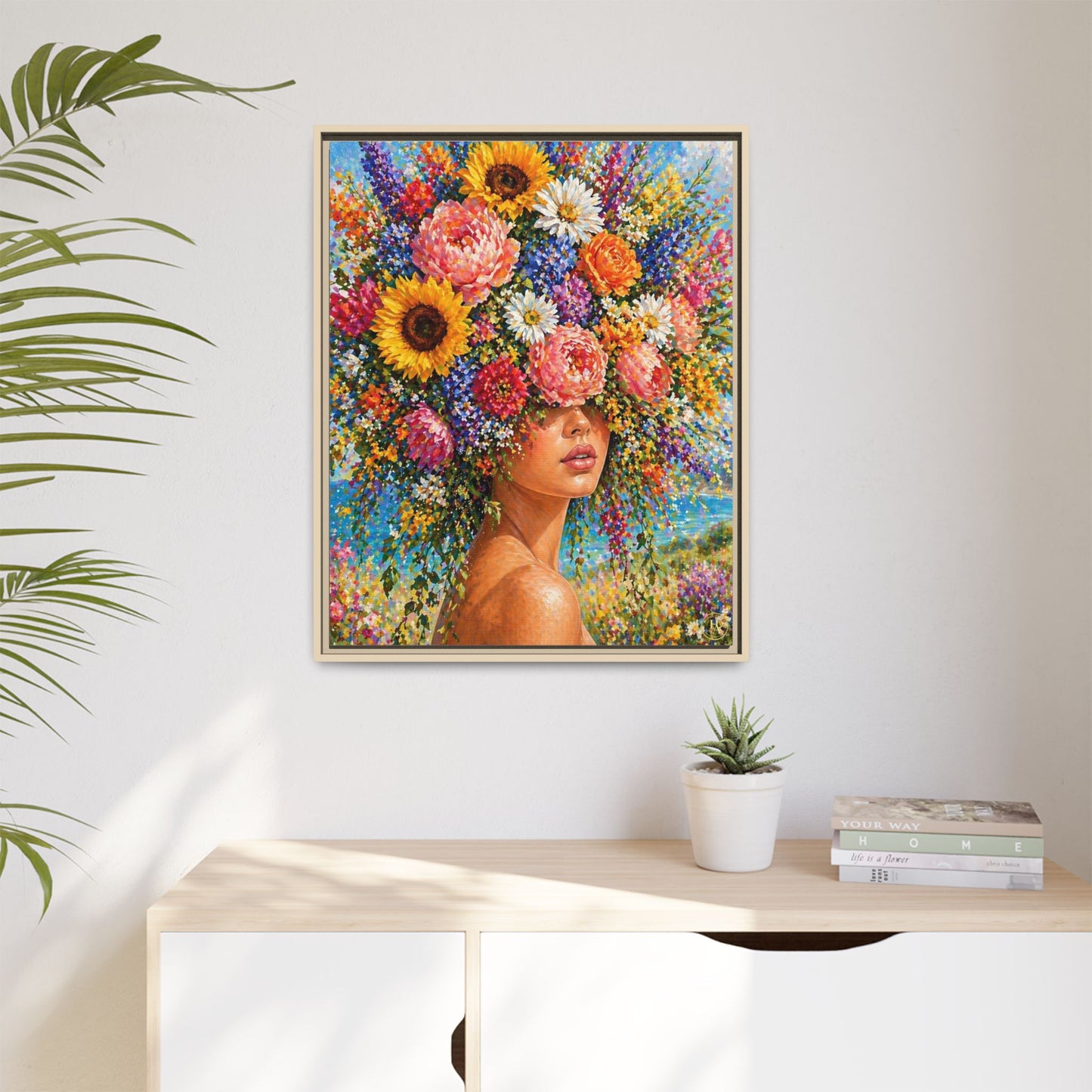 Summer’s Lady Flower – Bloomlight Reverie Framed Matte Canvas by House of Ace