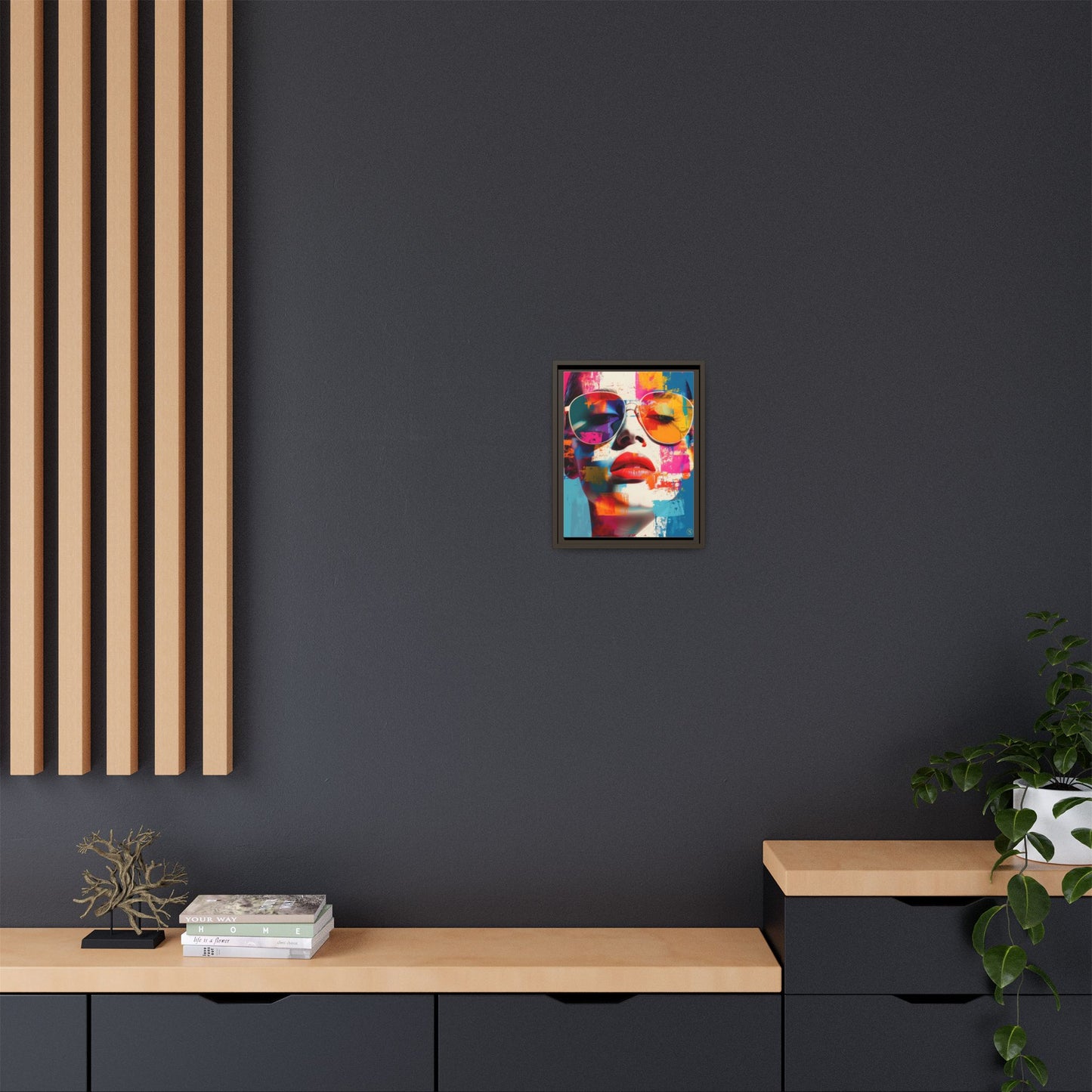 Abstract Pop Art Canvas Wall Art by House of Aces, Colourful Fashion Portrait Print, Framed Matte Canvas, Modern Statement Wall Decor