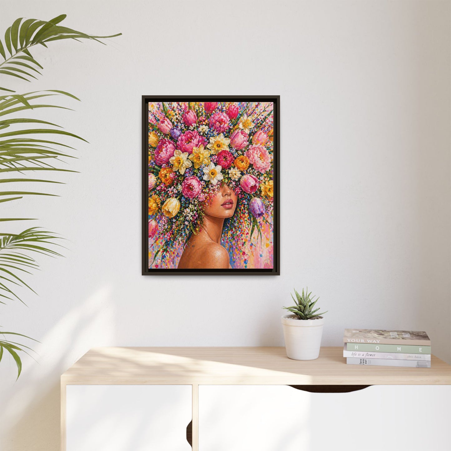 Spring's Lady Flower – Bloomlight Reverie Framed Matte Canvas by House of Ace