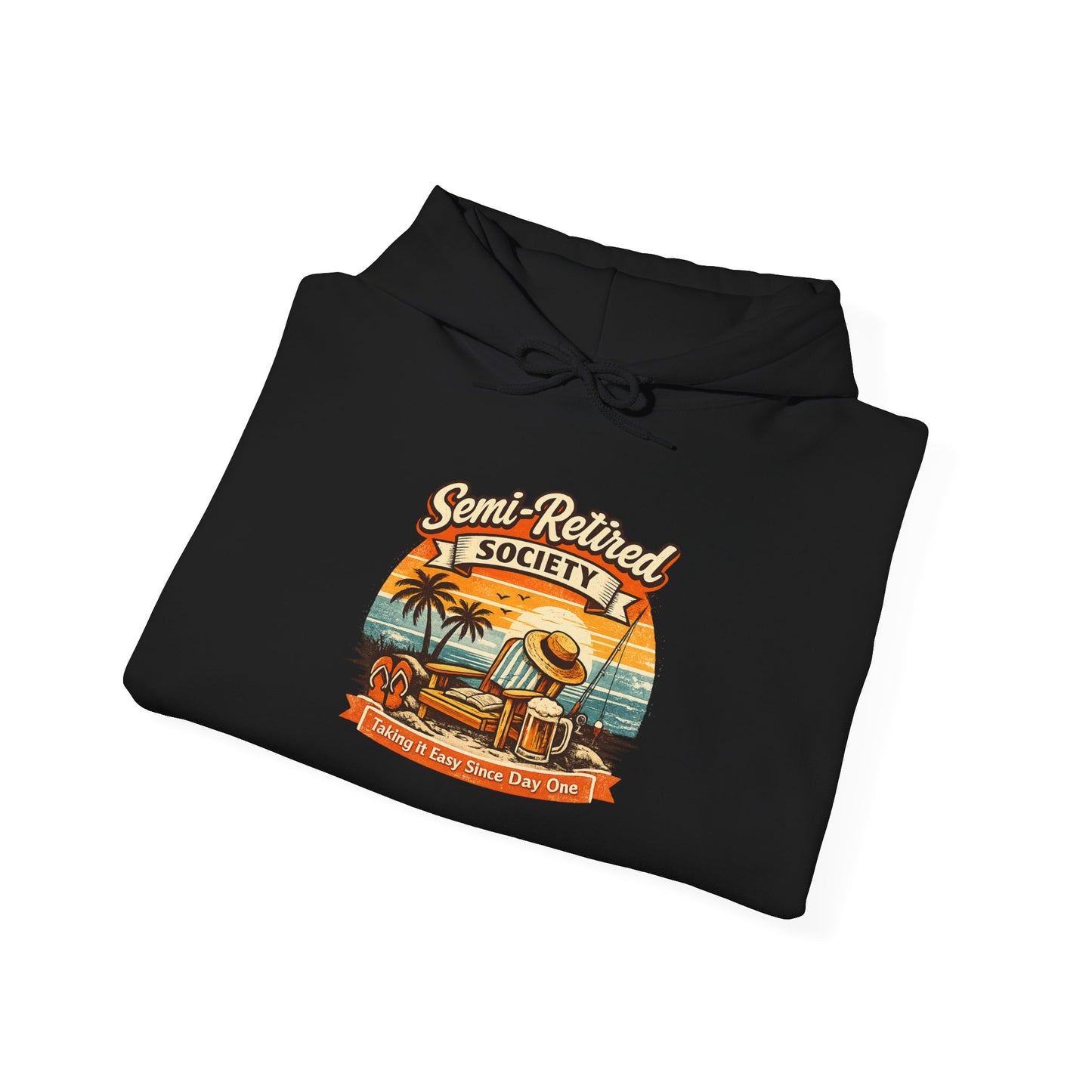 Semi-Retired Society Hoodie – Vintage Beach Retirement Sweatshirt
