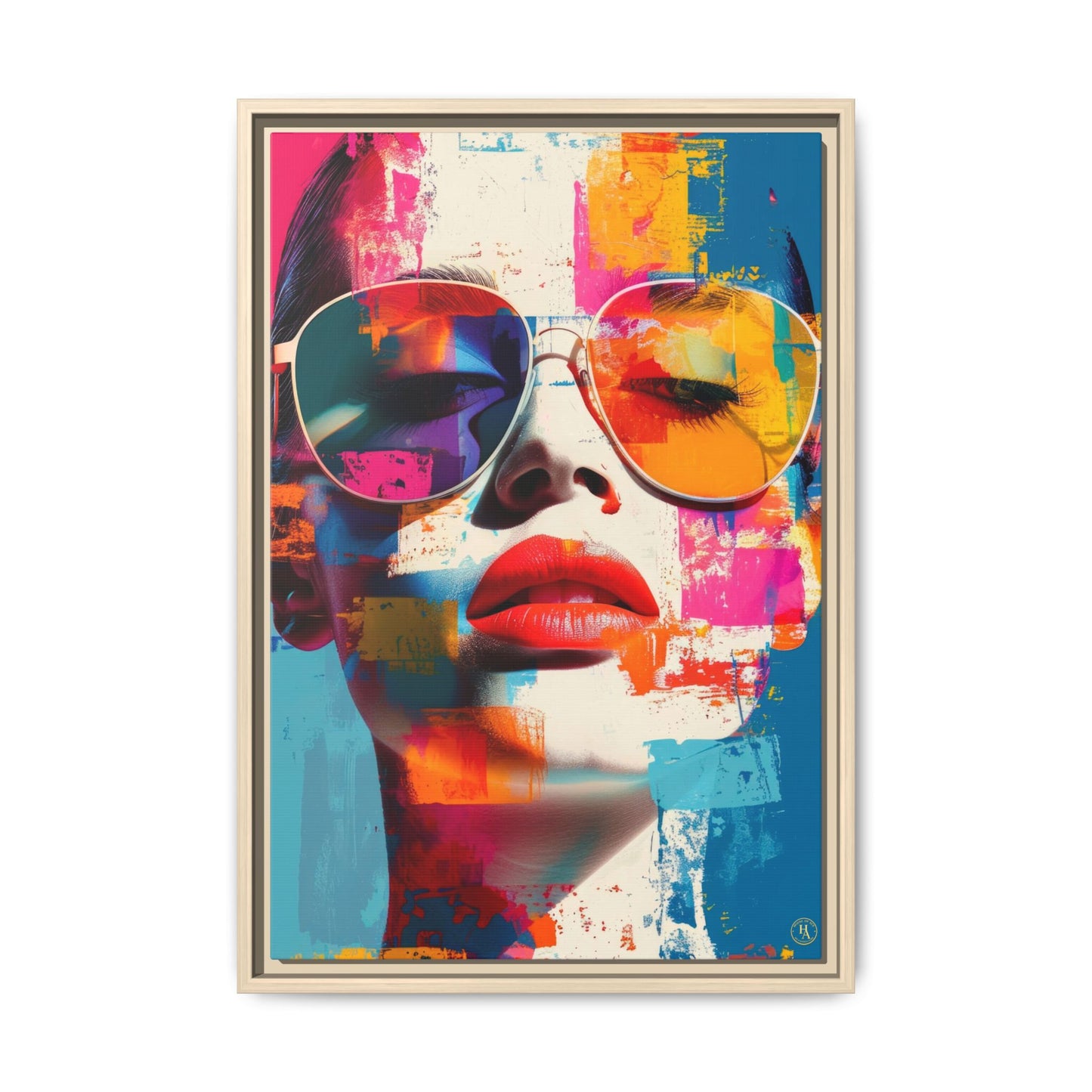 Abstract Pop Art Canvas Wall Art by House of Aces, Colourful Fashion Portrait Print, Framed Matte Canvas, Modern Statement Wall Decor