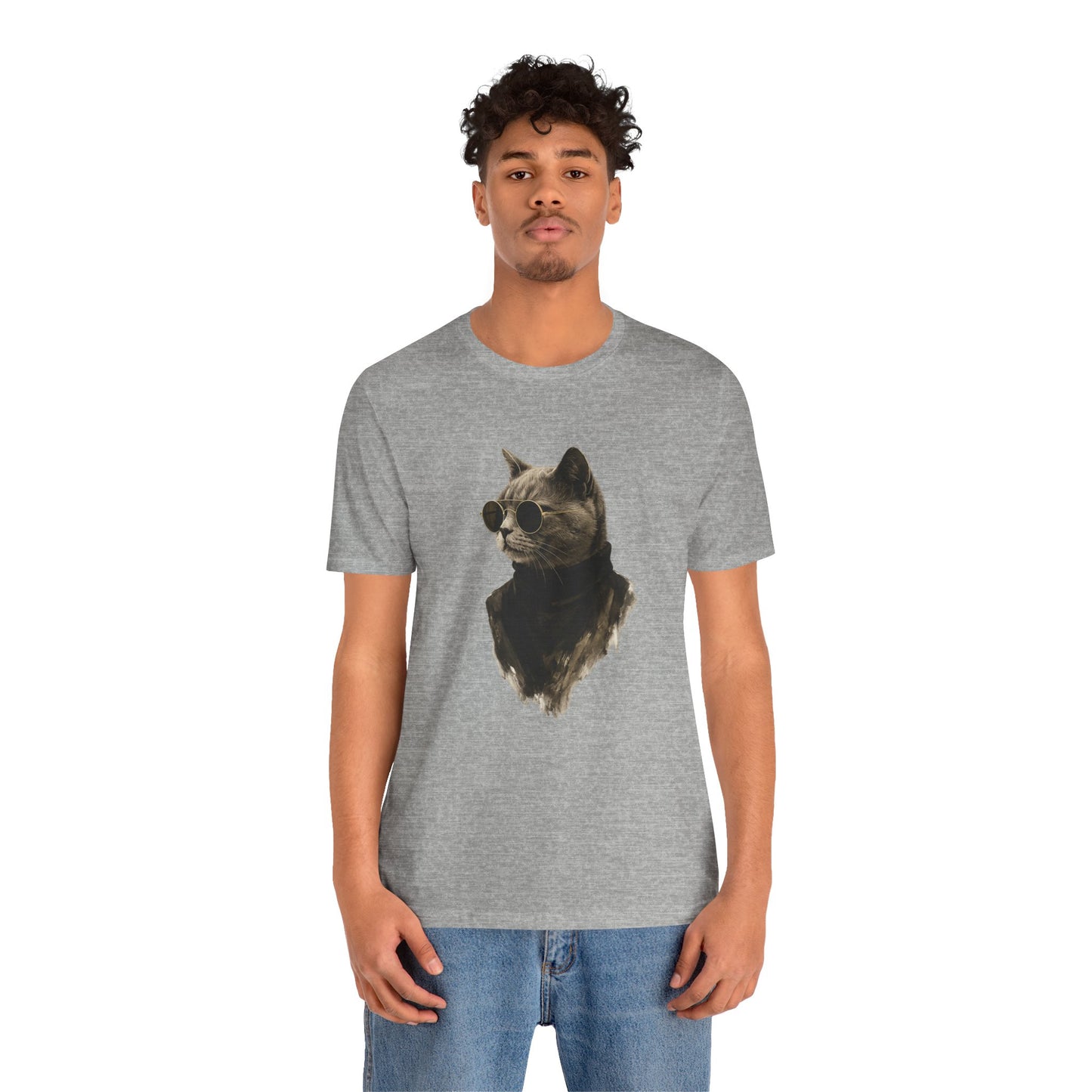 Cool Cat Graphic T-Shirt | Vintage Monochrome Cat Tee by House of Ace
