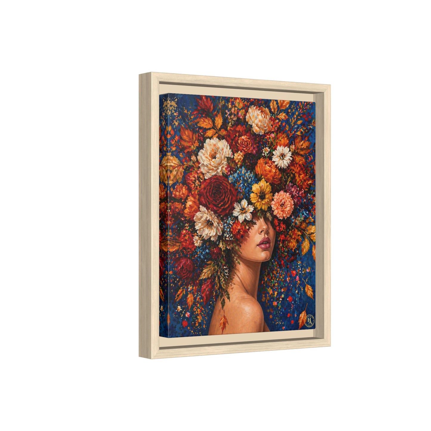 Autumn’s Lady Flower – Bloomlight Reverie Framed Matte Canvas by House of Ace