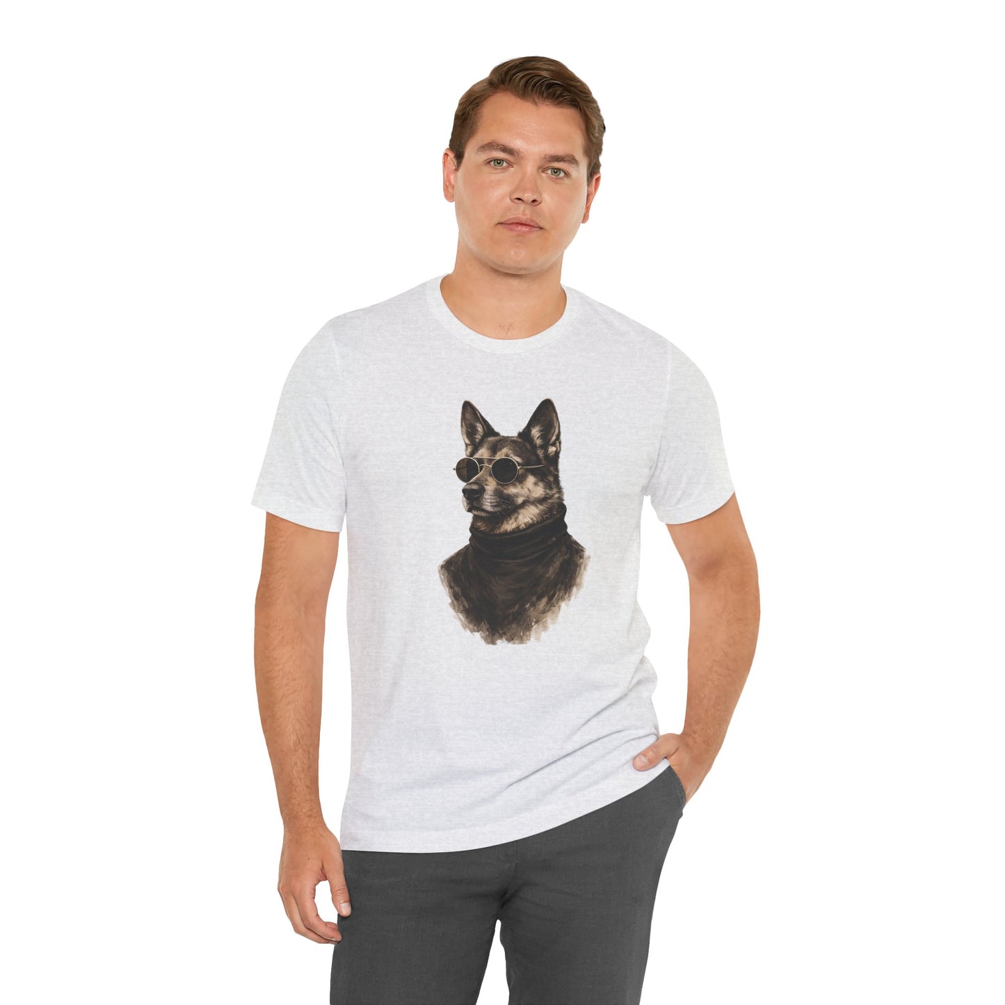Cool Dog Graphic T-Shirt | Vintage Monochrome Sunglasses Dog Tee by House of Ace