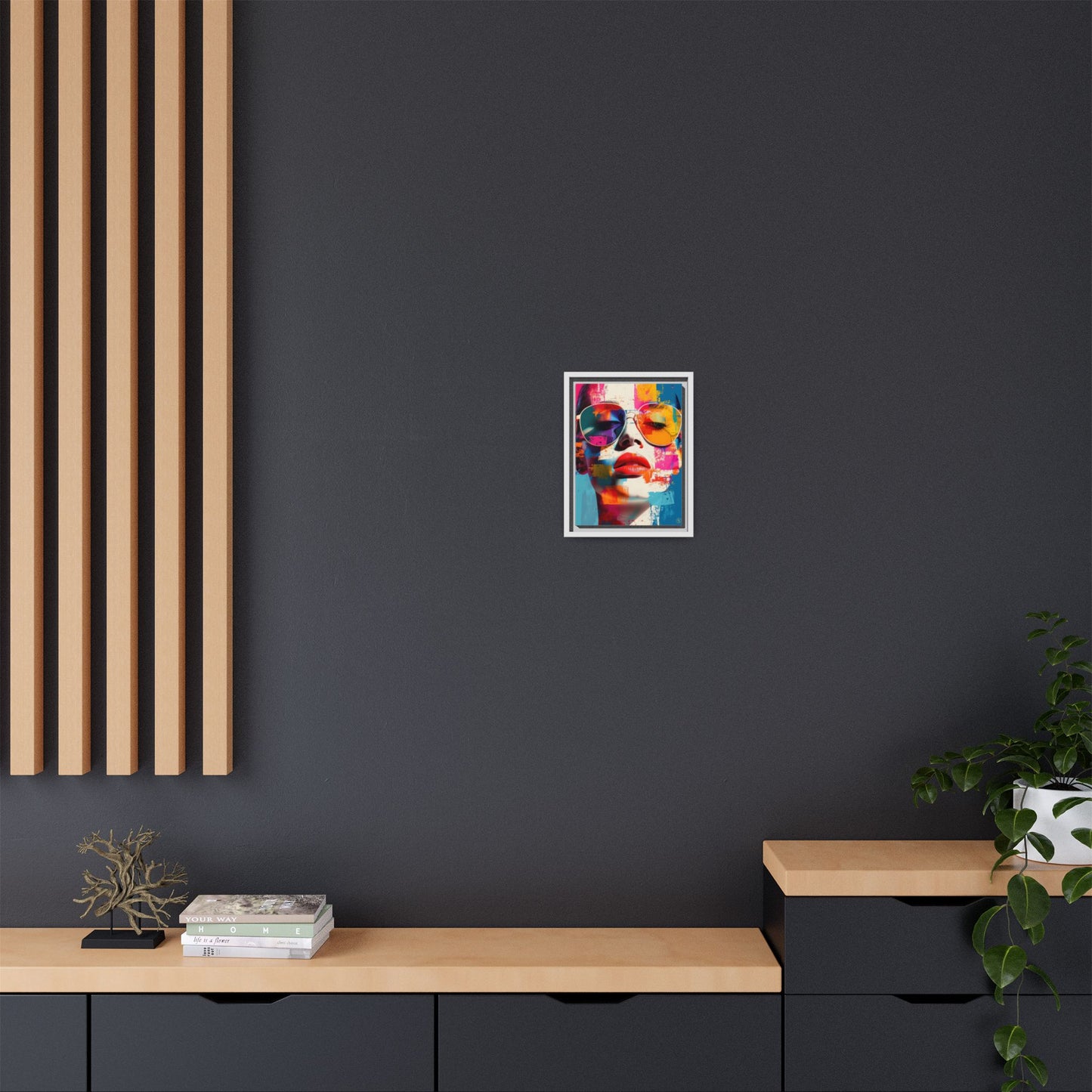 Abstract Pop Art Canvas Wall Art by House of Aces, Colourful Fashion Portrait Print, Framed Matte Canvas, Modern Statement Wall Decor