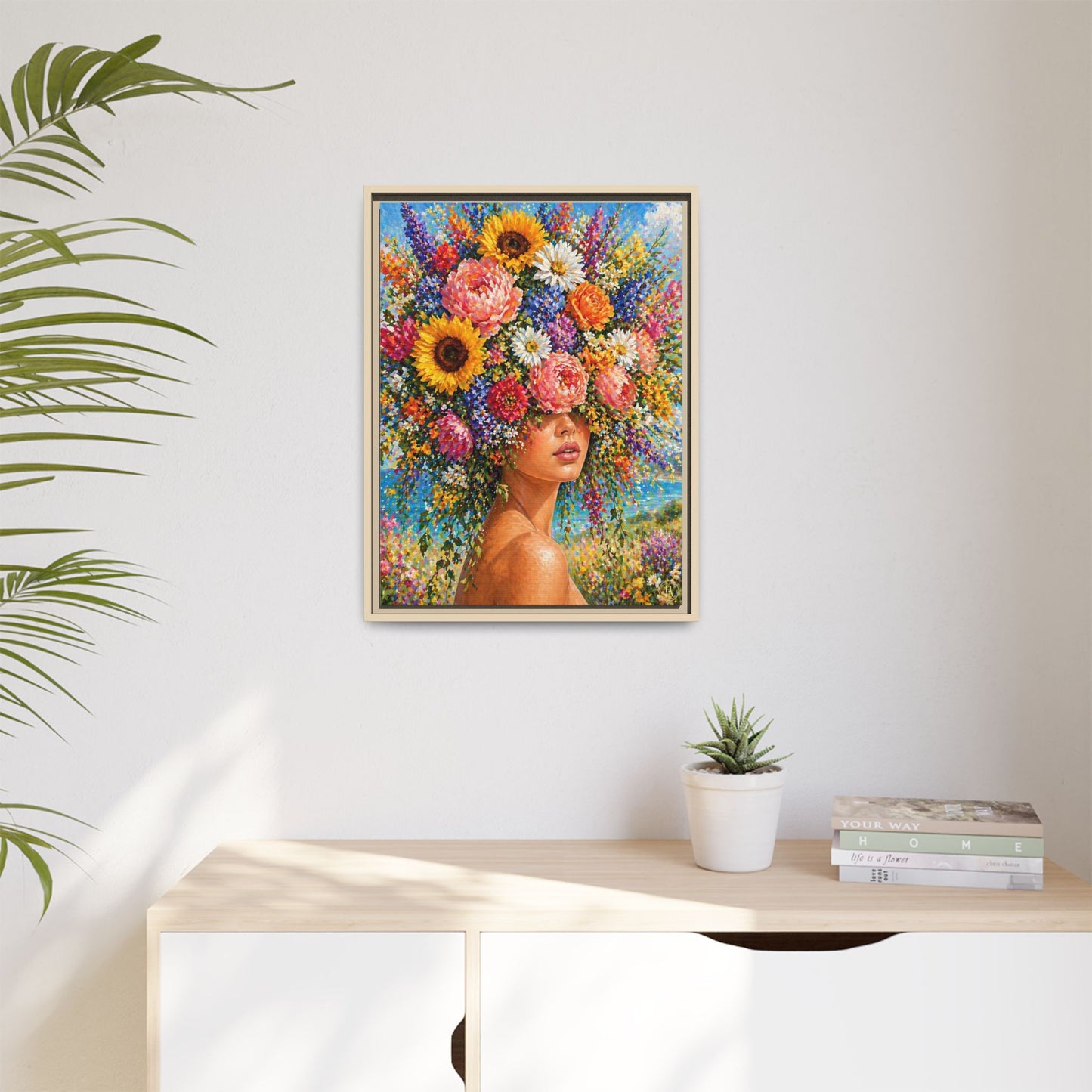 Summer’s Lady Flower – Bloomlight Reverie Framed Matte Canvas by House of Ace