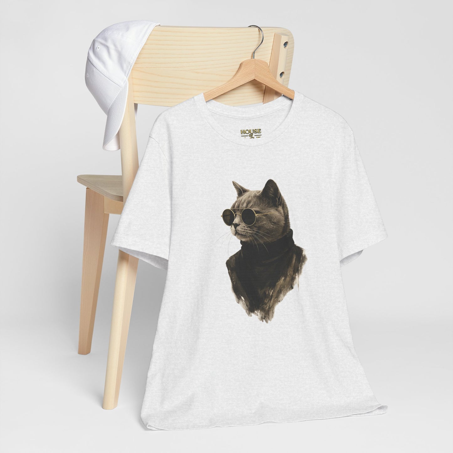 Cool Cat Graphic T-Shirt | Vintage Monochrome Cat Tee by House of Ace