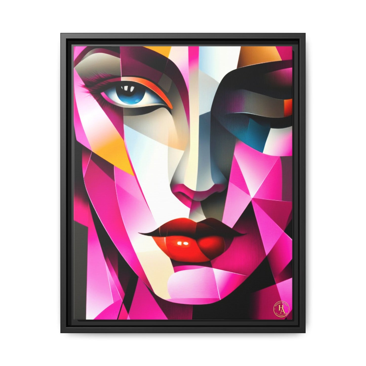 Electric Abstract Muse Geometry Framed Matte Canvas by House of Ace