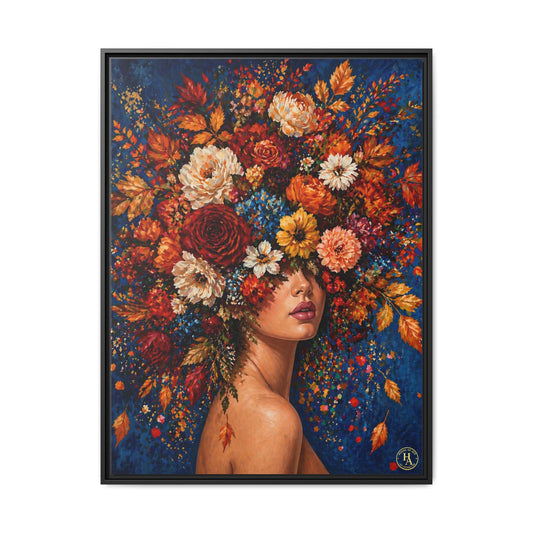 Autumn’s Lady Flower – Bloomlight Reverie Framed Matte Canvas by House of Ace
