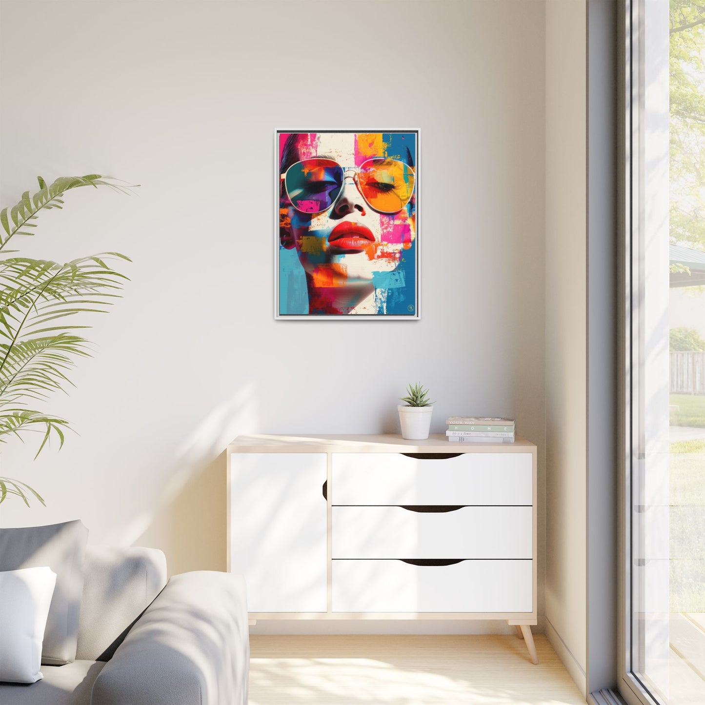 Abstract Pop Art Canvas Wall Art by House of Aces, Colourful Fashion Portrait Print, Framed Matte Canvas, Modern Statement Wall Decor