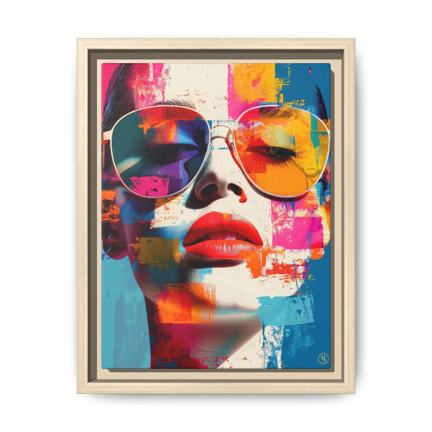 Abstract Pop Art Canvas Wall Art by House of Aces, Colourful Fashion Portrait Print, Framed Matte Canvas, Modern Statement Wall Decor