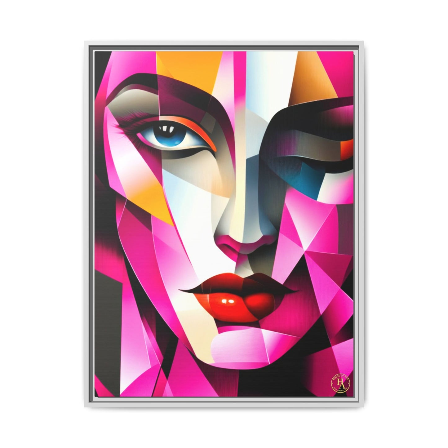Electric Abstract Muse Geometry Framed Matte Canvas by House of Ace