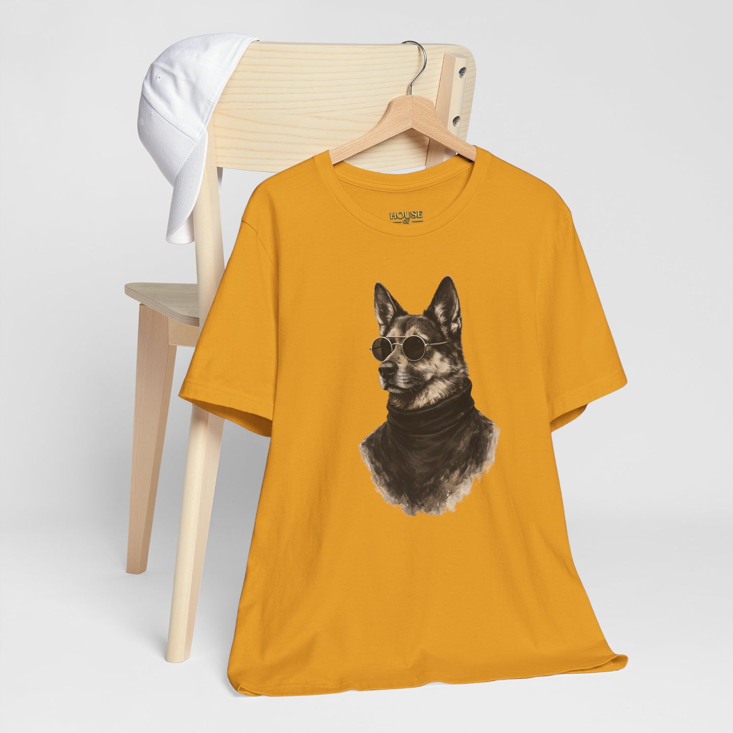 Cool Dog Graphic T-Shirt | Vintage Monochrome Sunglasses Dog Tee by House of Ace