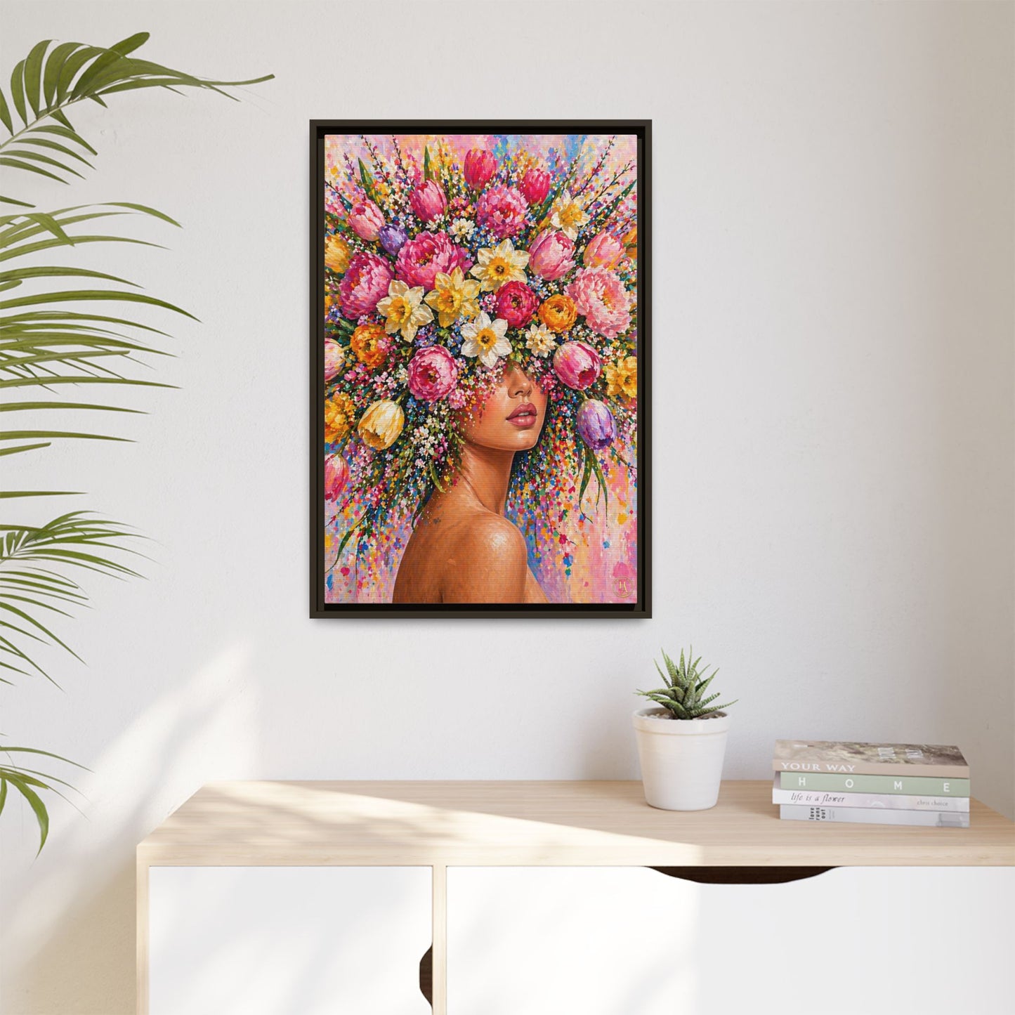 Spring's Lady Flower – Bloomlight Reverie Framed Matte Canvas by House of Ace