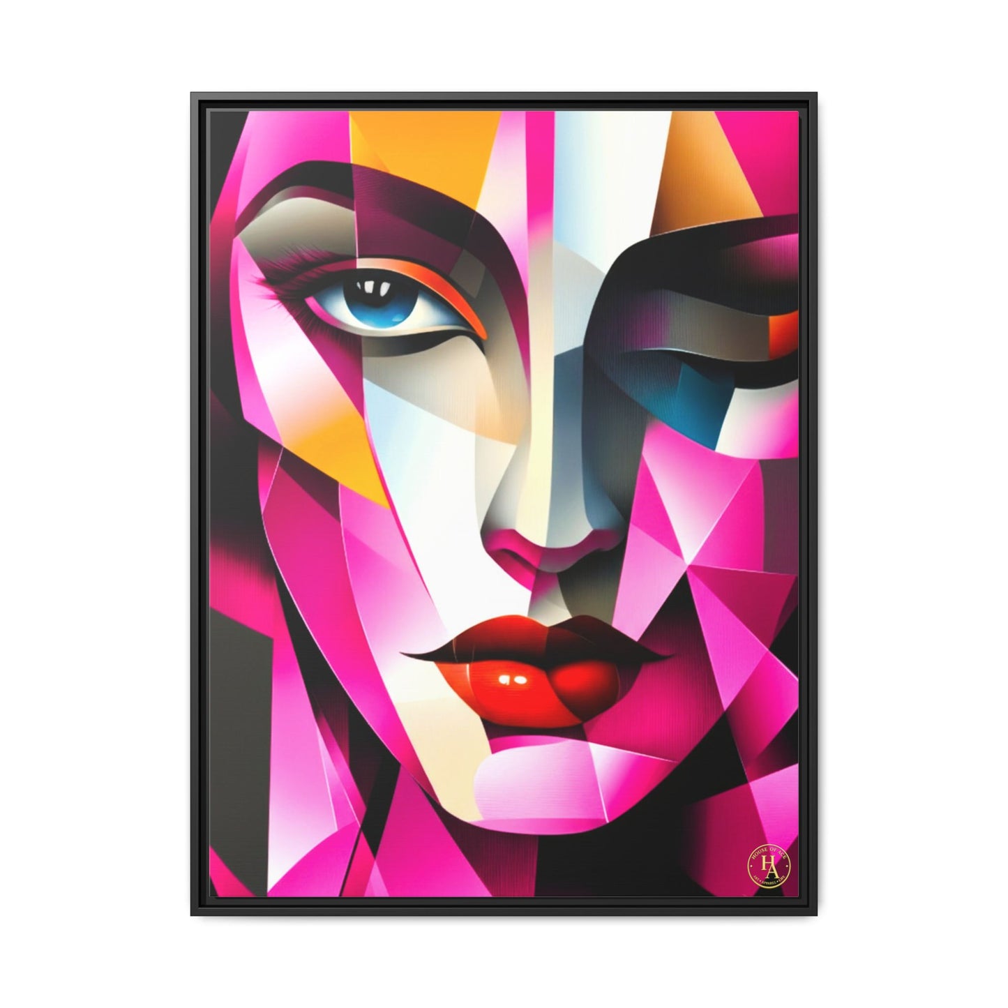 Electric Abstract Muse Geometry Framed Matte Canvas by House of Ace