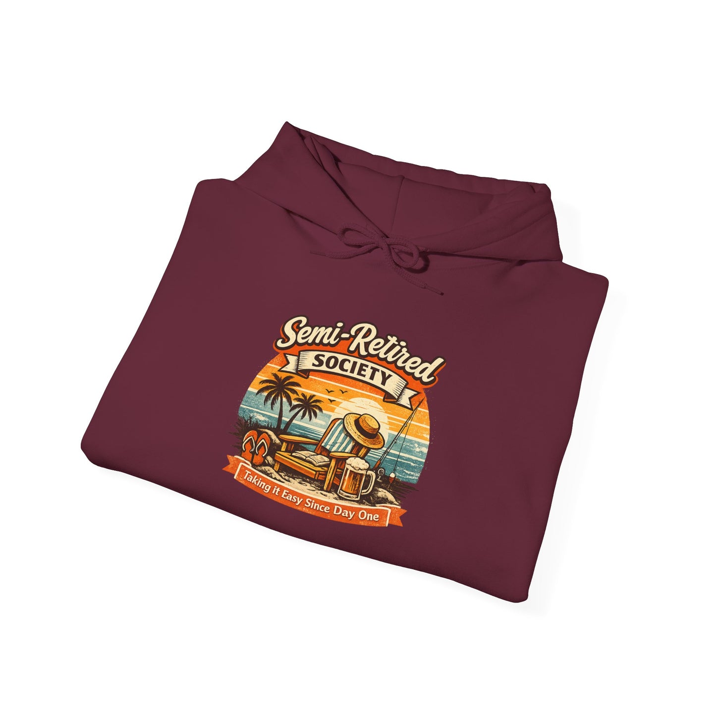 Semi-Retired Society Hoodie – Vintage Beach Retirement Sweatshirt