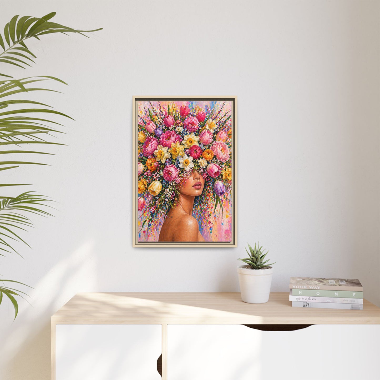 Spring's Lady Flower – Bloomlight Reverie Framed Matte Canvas by House of Ace