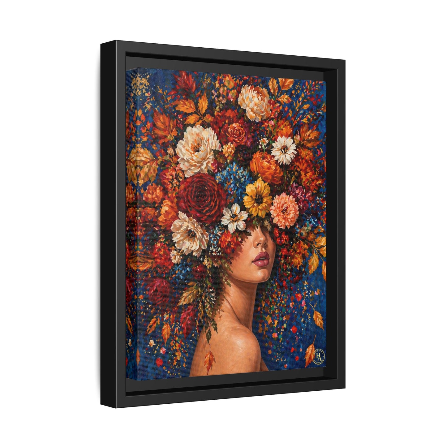 Autumn’s Lady Flower – Bloomlight Reverie Framed Matte Canvas by House of Ace