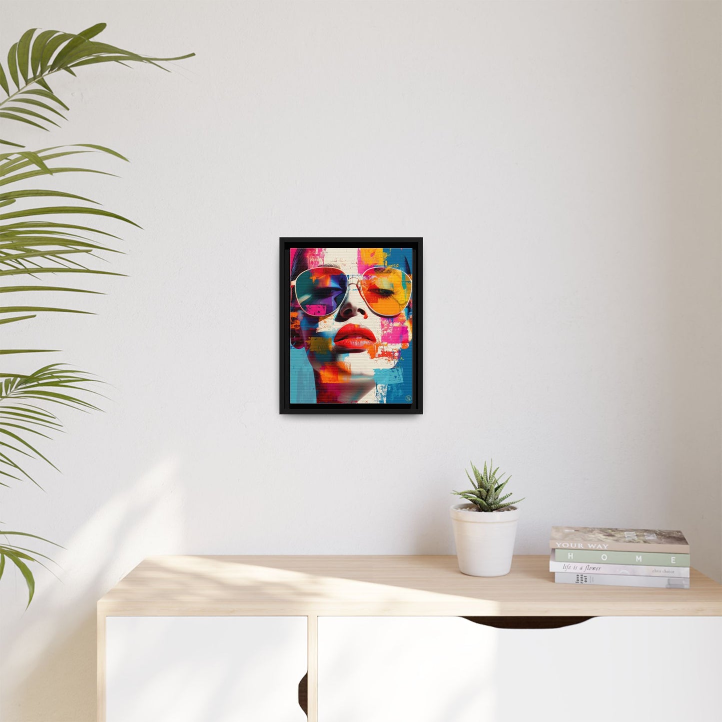 Abstract Pop Art Canvas Wall Art by House of Aces, Colourful Fashion Portrait Print, Framed Matte Canvas, Modern Statement Wall Decor