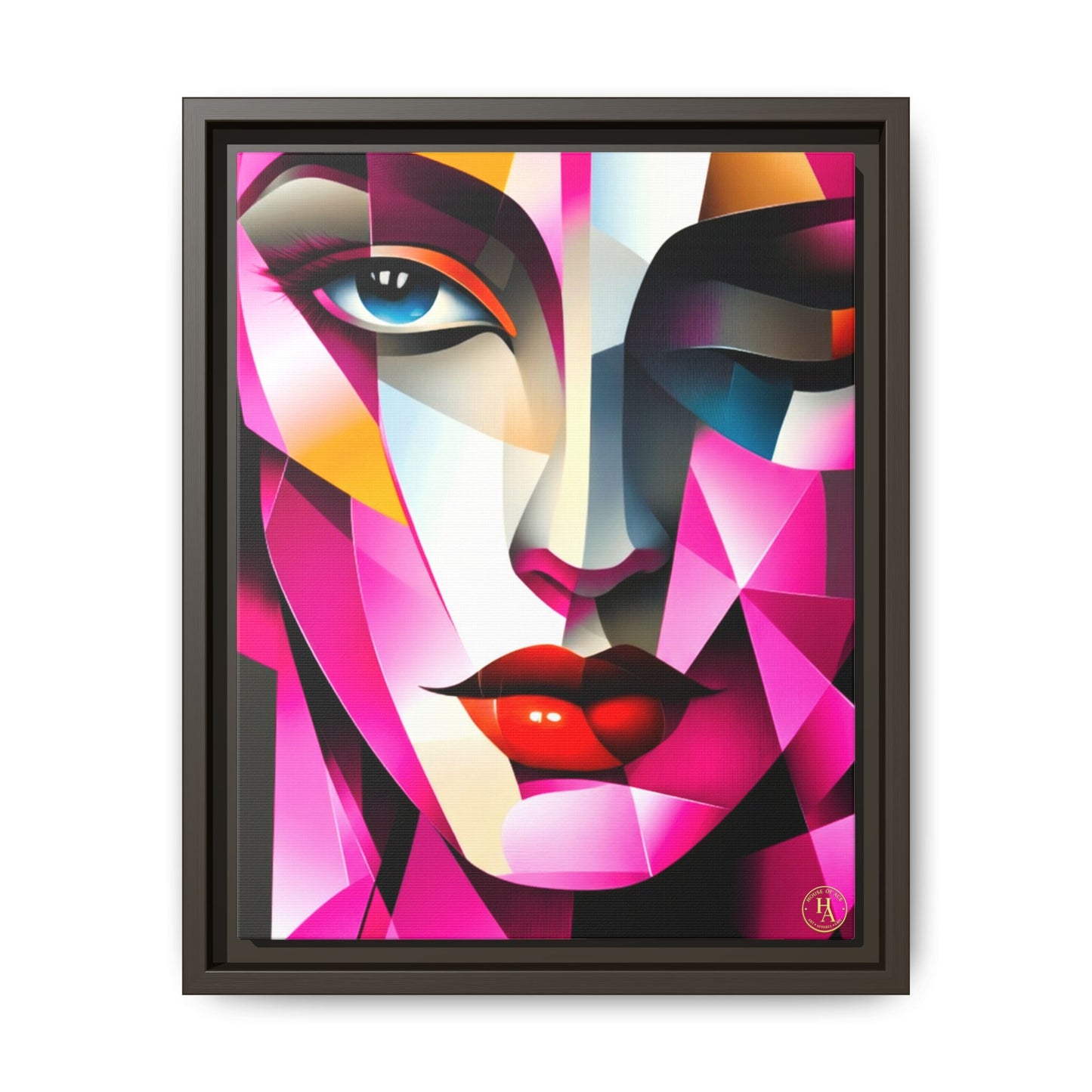 Electric Abstract Muse Geometry Framed Matte Canvas by House of Ace