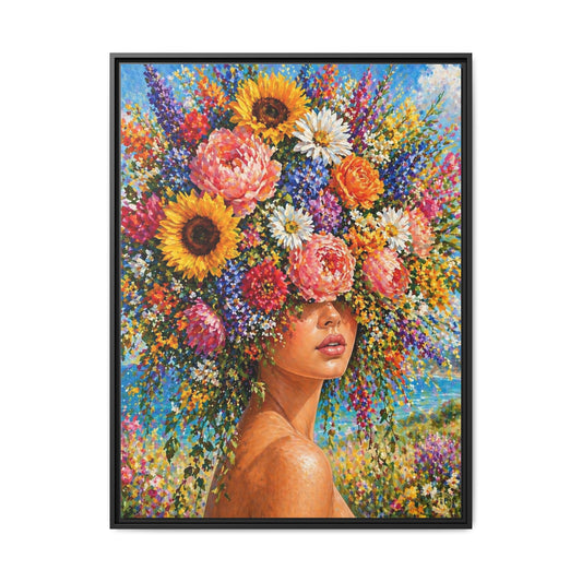 Summer’s Lady Flower – Bloomlight Reverie Framed Matte Canvas by House of Ace