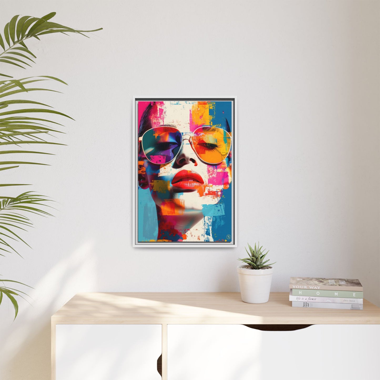 Abstract Pop Art Canvas Wall Art by House of Aces, Colourful Fashion Portrait Print, Framed Matte Canvas, Modern Statement Wall Decor