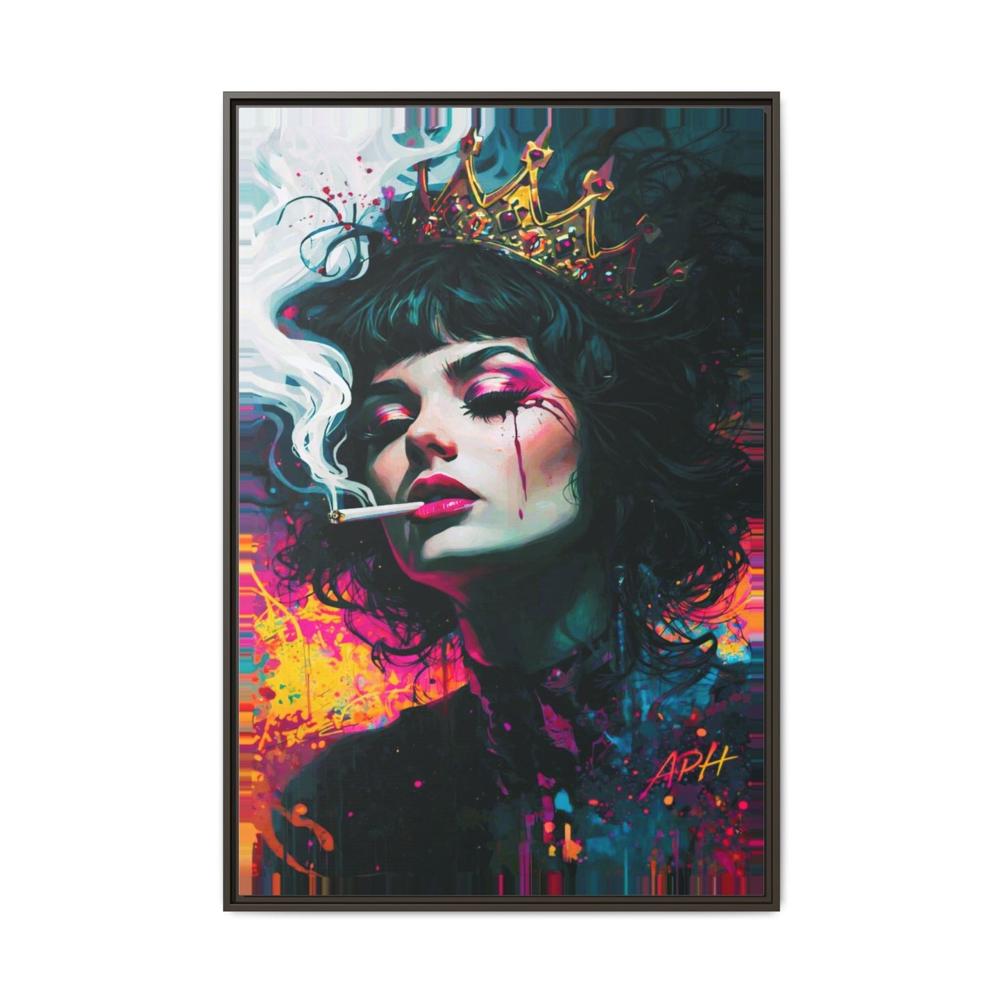 Neon Portrait Rebel Queen Art Print Neon Mirage Pop Art Framed Canvas | Colorful Fashion by House of Ace