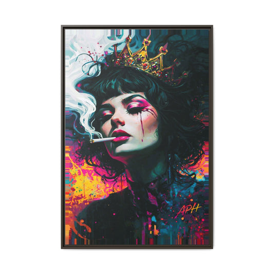 Neon Portrait Rebel Queen Art Print Neon Mirage Pop Art Framed Canvas | Colorful Fashion by House of Ace